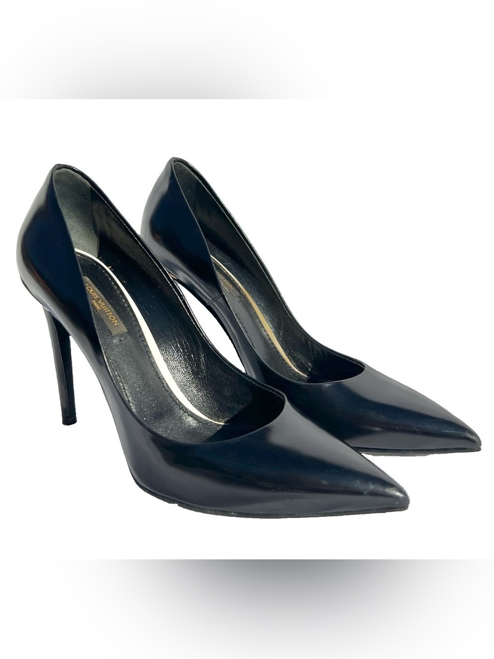 Louis Vuitton Black Stiletto Heels Pumps Leather Women’s Size 38